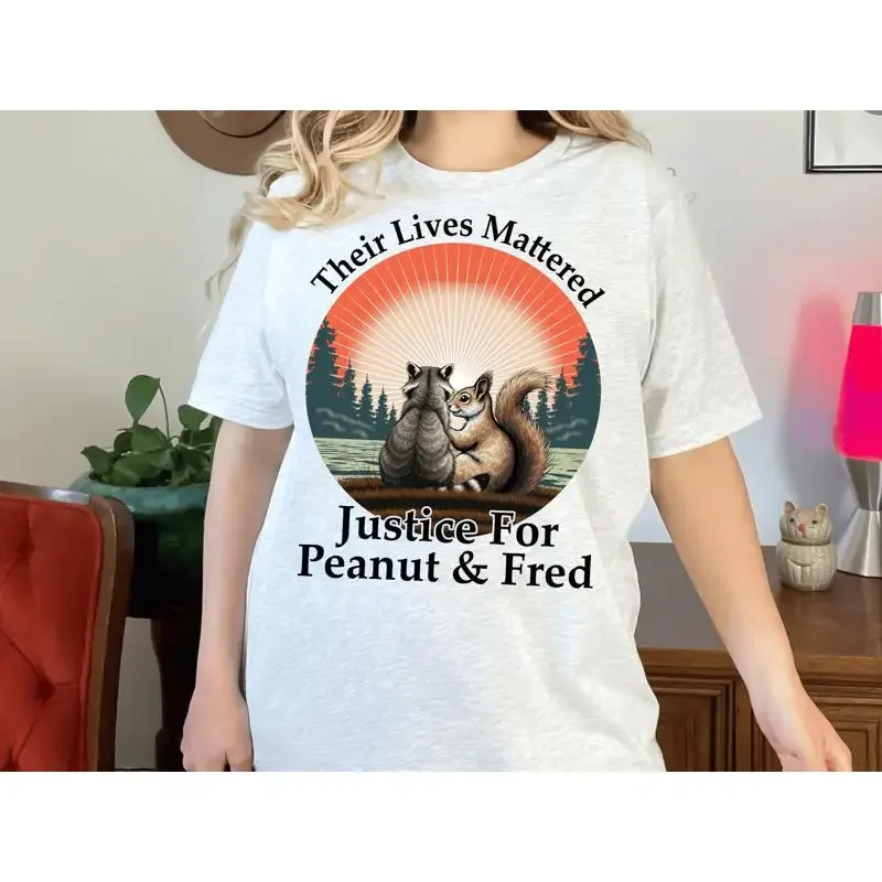 Justice For Peanut The Squirrel Fred Raccoon T Shirt Wildlife Support Animal Rights Unique Lovers