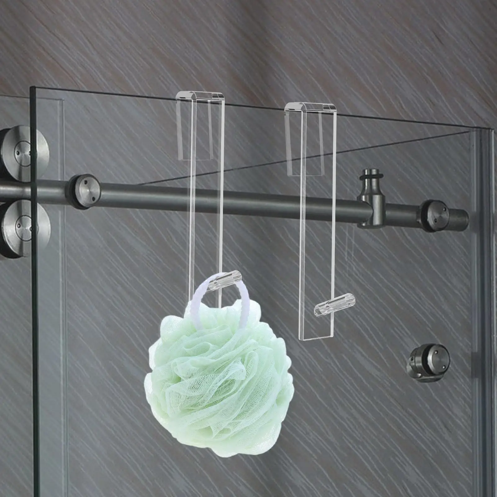 Acrylic Bathroom Shower Door Hook Over Glass Door Shower Towel Rack Punch-Free Bathroom Bathrobe Hanger Transparent Towel Hooks