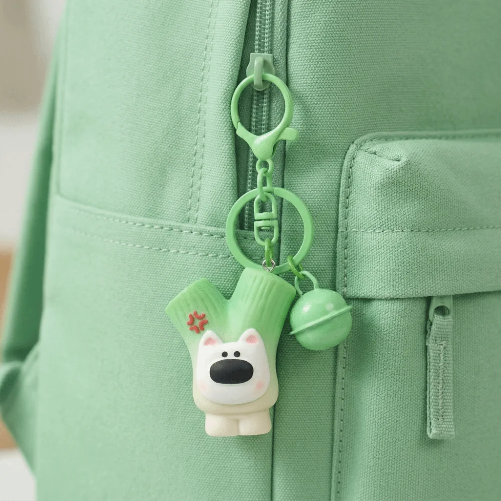 Funny Bag Hanging Scallion Keychain Ornaments Resin Garlic Dog Pendant Mini Bell Car Key Ring Key Decor