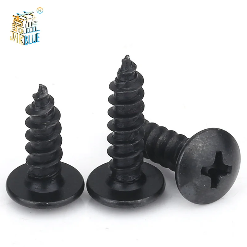 

10pcs/lot M2.6 M3 M3.5 M4 M5 BLACK CARBON STEEL Phillips Truss Head Cross Recessed Mushroom Head Self Tapping Screws