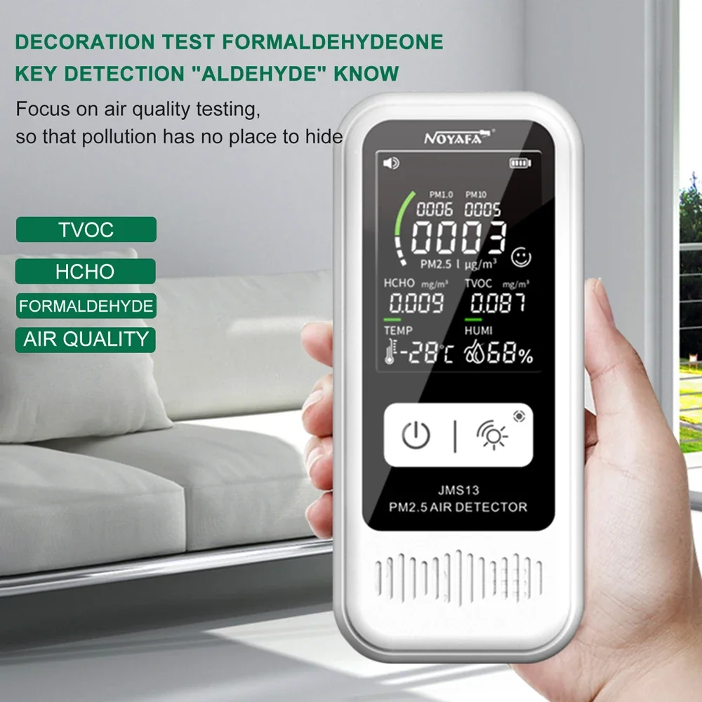 NOYAFA JMS13 Air Quality Monitor PM2.5 HCHO TVOC Humidity Meter Gas Detector LCD Display Temperature Tester Smart Home