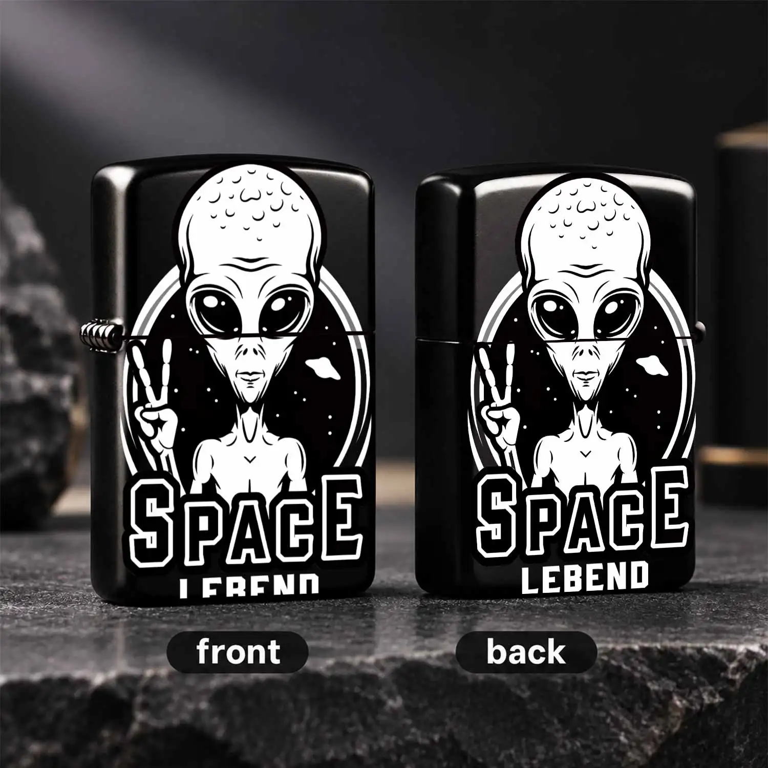 Portable Lighter Cool Alien Peace Sign Space Legend Print Design Exquisite Compact Lighter For All Occasions Trendy Themed Unique Accessory Nice Gift For Space Lovers Lightweight Easy Carry Stylish Daily Use Decorative A Humorous And Intere