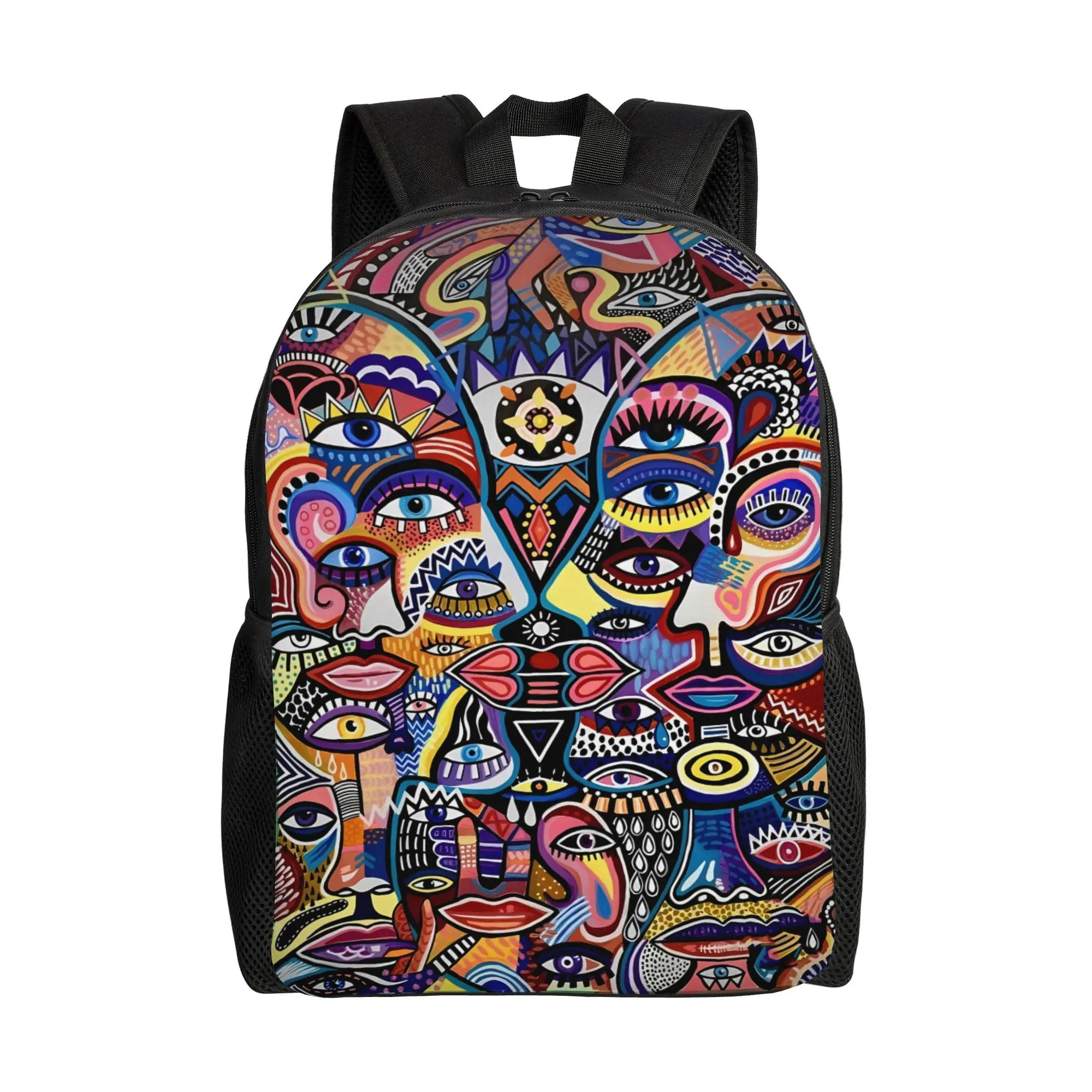 Graffiti Tribal Face Cartoon Backpack  Daily Backpacks Girl Novelty School Bags Custom Lightweight Rucksack