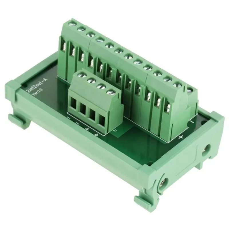 Terminal Blocks Distribution Module 12 Position Power DIN Mount  Board for width 35mm rails