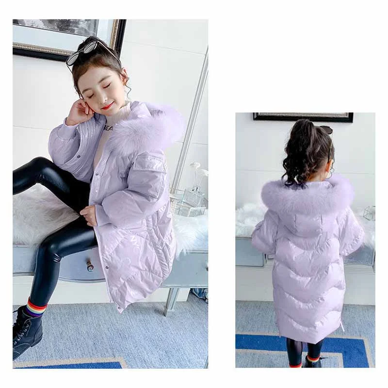 Girls Winter Snowsuit Children Thickened Warm Parkas Winter Cold Waterproof Cotton Coat Children Long Hooded Jacket 5-14 Years
