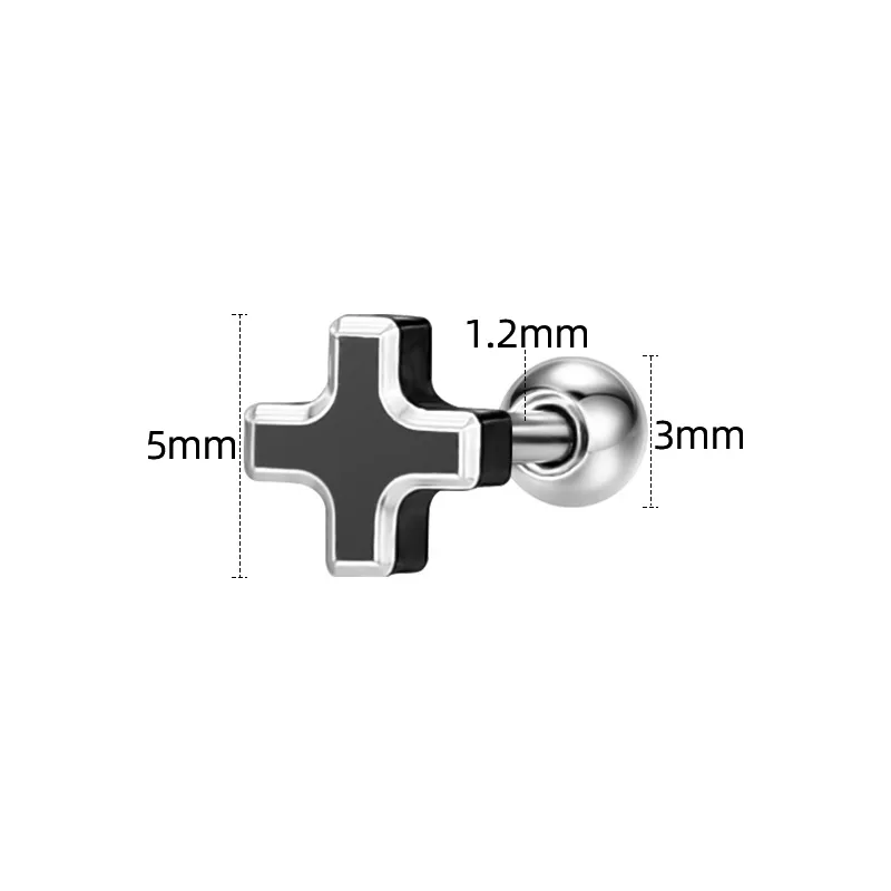 1pc 5MM Mini Earrings With Stainless Steel Threaded Post Titanium Steel Round Screw-Back Brief Jewelry