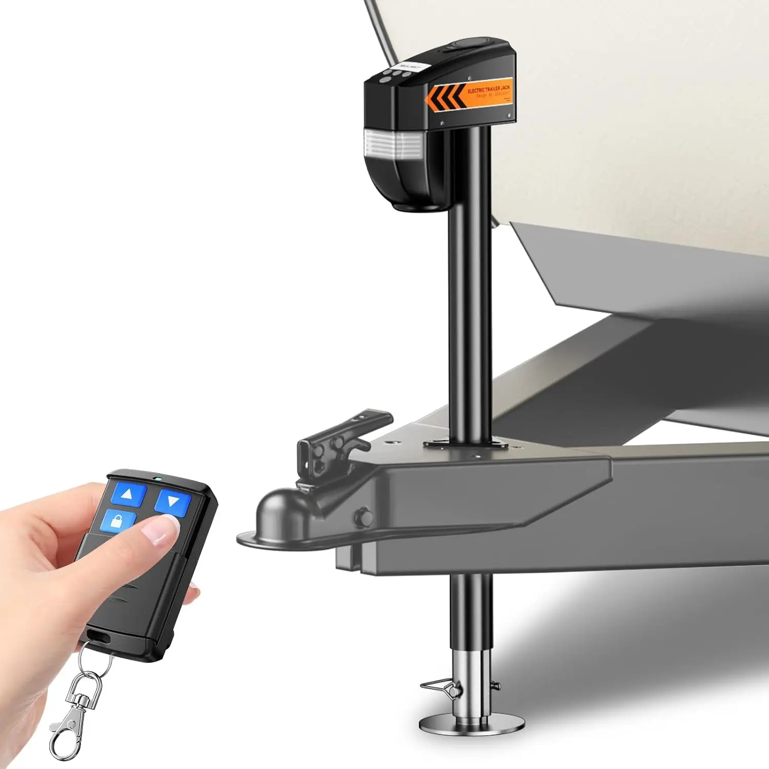 

Электрический домкрат для прицепов 5000 фунтов с дистанционным управлением, радиус действия 30 м, подъем 9,84-33,85 дюйма для прицепов A-образной формы, универсальных прицепов и прицепов для автодомов