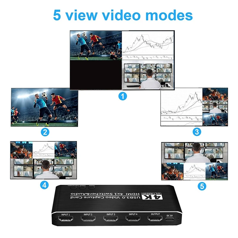 4K Video Capture Card 1080P 60Fps -Compatible To USB 3.0 Camera Grabber Game Capture Recording For Live Streaming