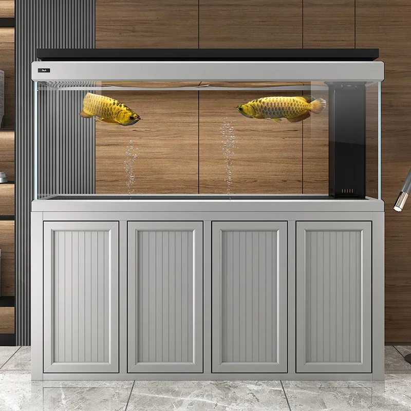 

Gold crystal ultra-white glass living room floor-to-ceiling wall landscaping household large bottom filter aquarium