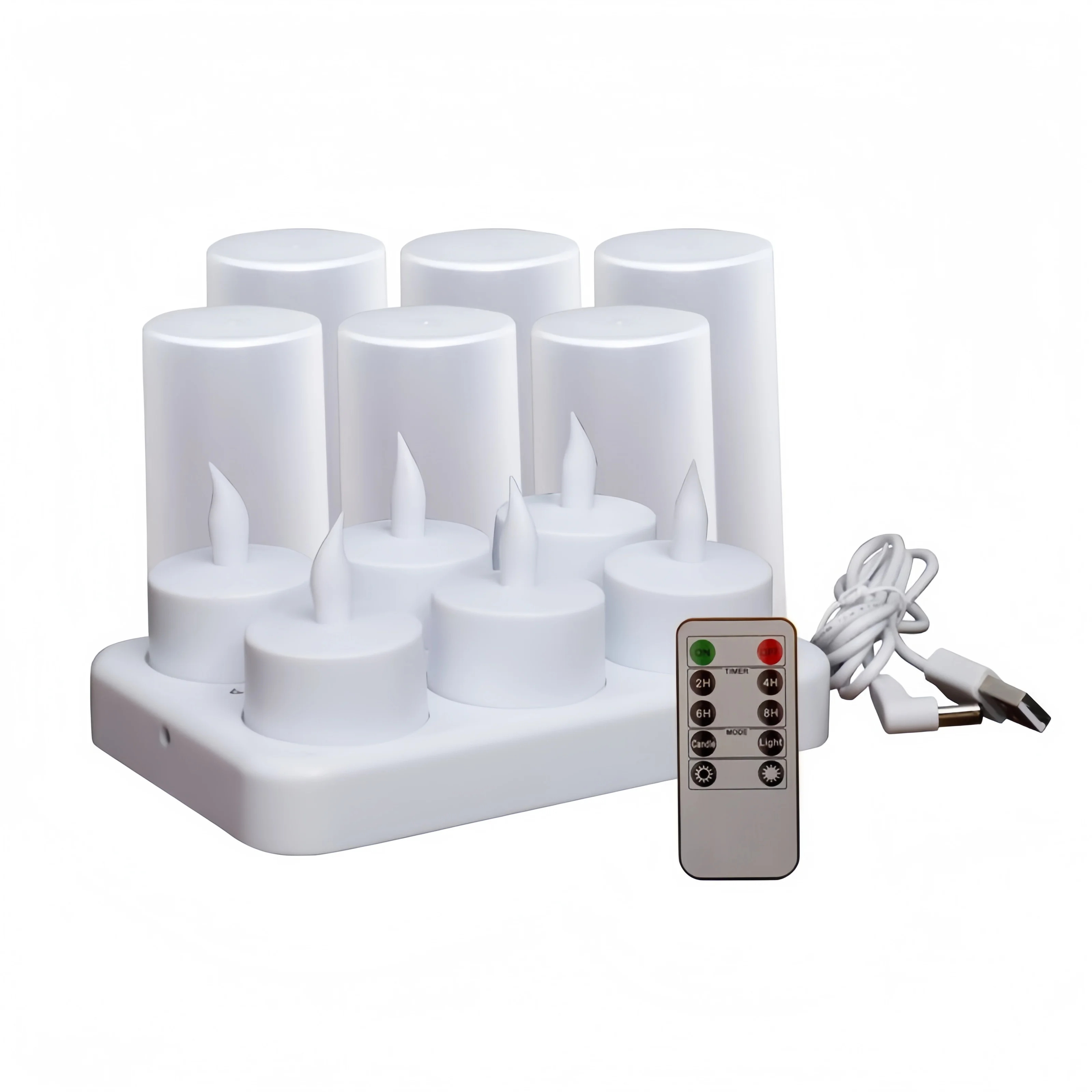 Confezione da 6 candele TeaLight a LED senza fiamma ricaricabili satinate con lampada Votives remote Decorazione da tavolo per feste di matrimonio di Natale-AMBRA