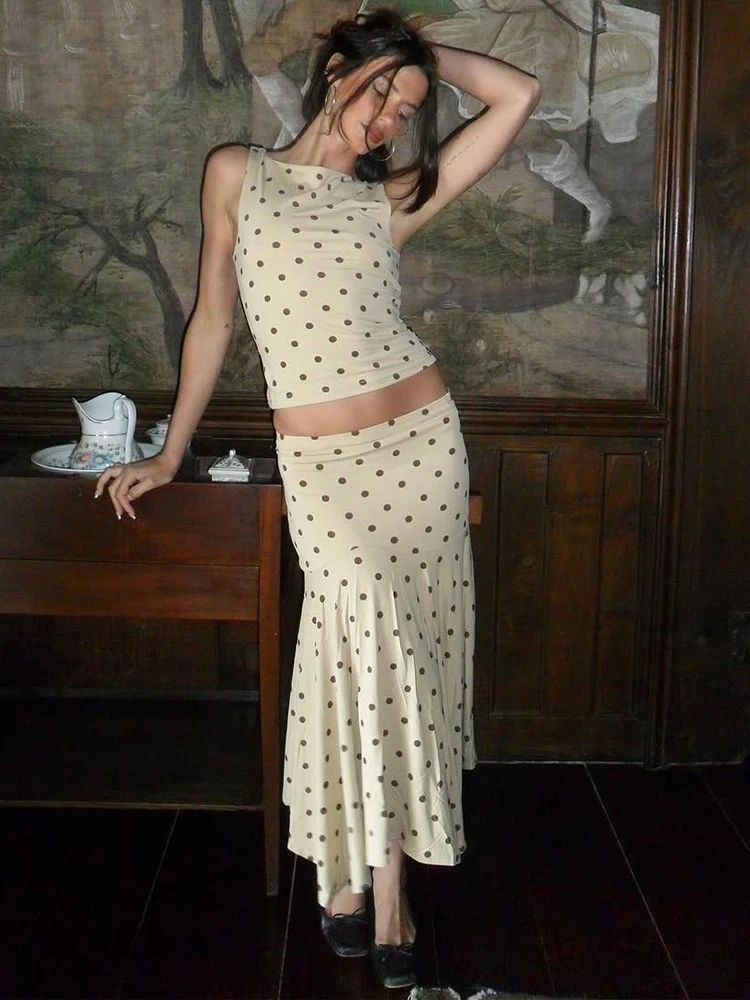 بدلة تنورة عالية مثيرة للترفيه على الموضة للصغار من Sisterlinda K25S73725 بدلة تنورة للفتيات ذات نقطة صلبة مع رسن للخصر