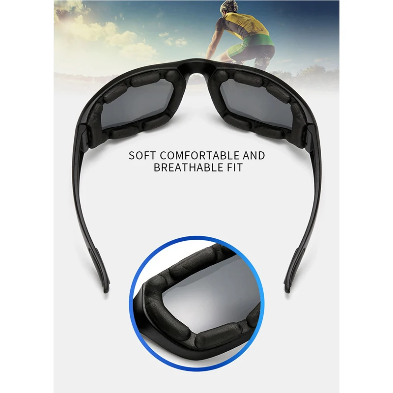 Outdoor Riding Motorcycle Sunglasses Cycling Goggles Sports Bike Black Frame Eyewear Windproof Motorcycle Equipments 4 Colors
