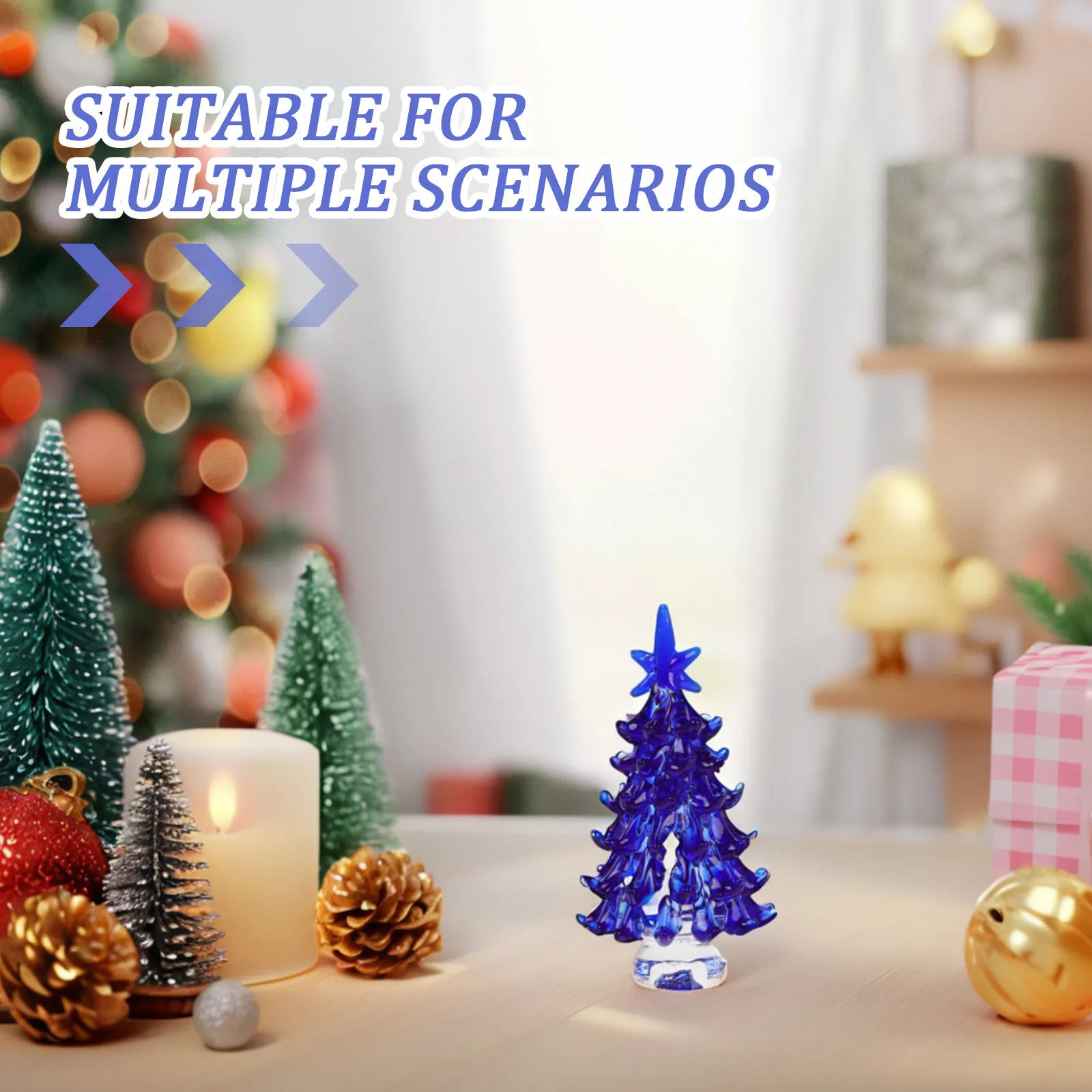 Crystal Tree Ornament Blue Meticulously Crafted Sparkling Glass Miniature Holiday Table Centerpiece Indoor Decor Living Room