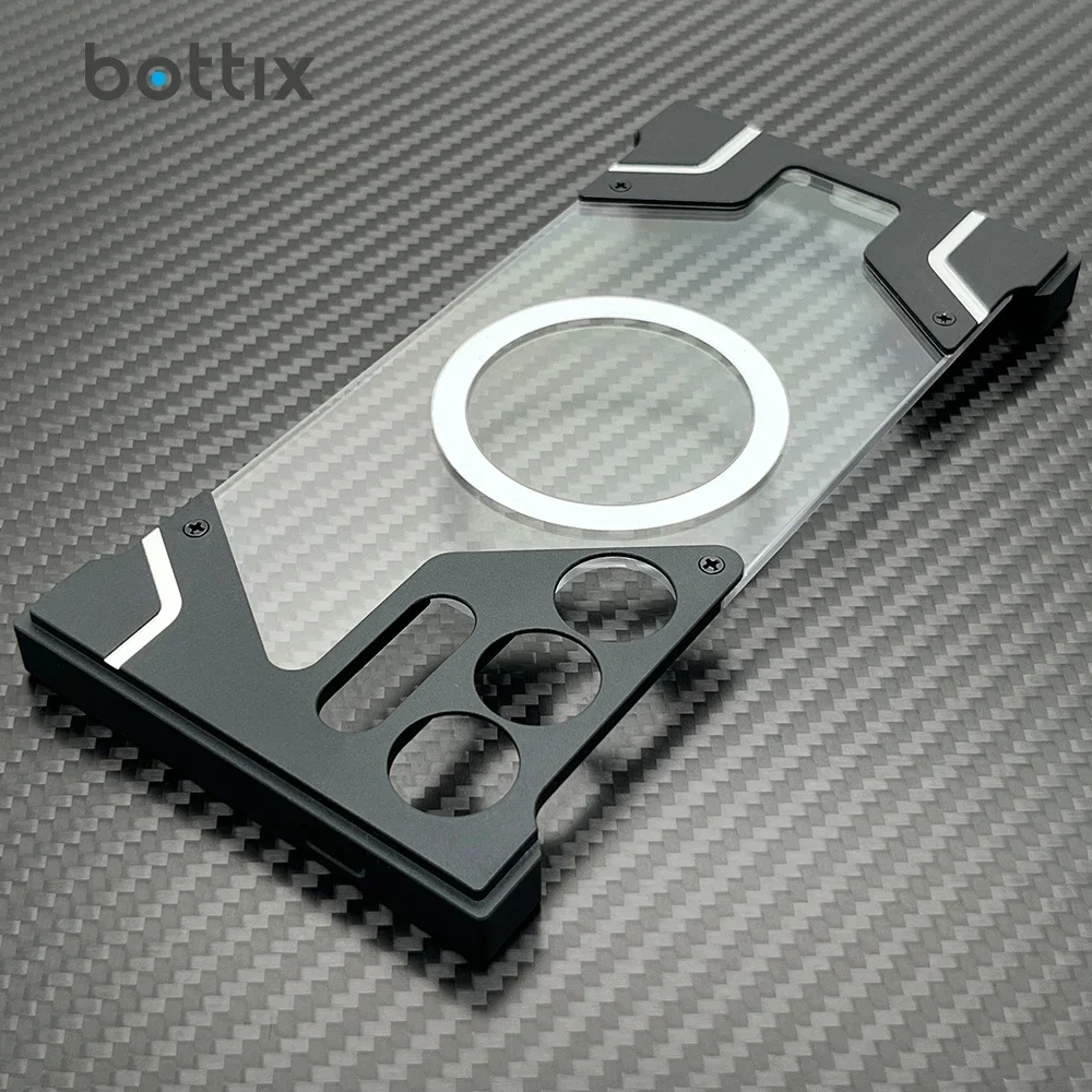 

Металлическая броня, прозрачная задняя крышка для Samsung Galaxy S24 Ultra, чехол 23, безрамный чехол, совместимый с Magsafe + защитой