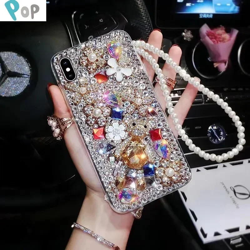 

Luxury Bling Lovely Bear Case with Rhinestones Diamonds, Soft Cover for Samsung Galaxy S8 S9 S10 S20 Plus S21 FE S22 S23 Note20