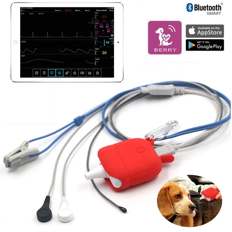 Veterinary Mini Monitor ECG Pulse Oximeter Tempreture Resperation Portable Pet Dog Spo2 Pr Heart Rate Ecg Temp Monitor