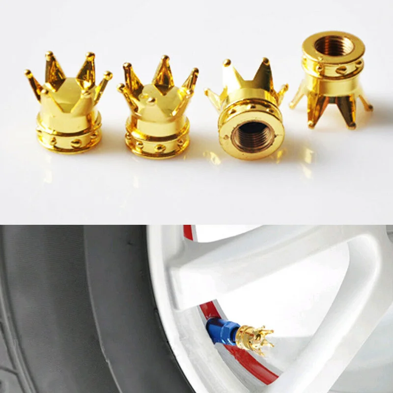 

4Pcs Crown Styling Car Tyre Valve Caps Nipple Cap Wheel Tire Air Valve Stem Cover Dust Decor Nipple Cap Car Accessories Exterior