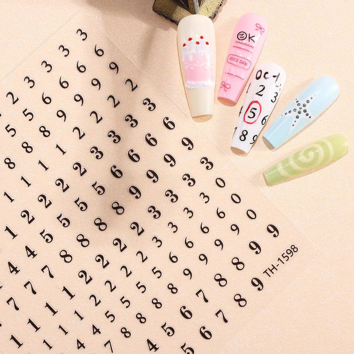 3pcs Black Alphabet Number Nail Art Sticker 3D Silver Letter Self-Adhesive Nail Decals for Girls DIY Manicure Art Decoration view 4