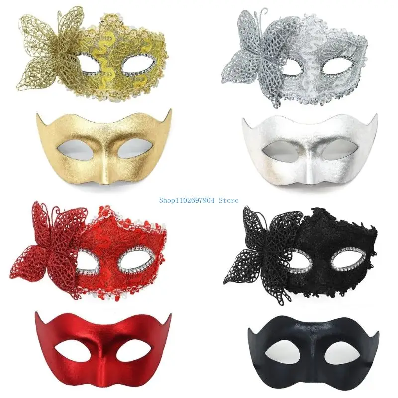 N7YF Halbgesichts-Maskerade-Maske, Paar-Maskerade-Maske, Maskerade-Kostüm-Zubehör für Damen und Herren, Maskerade, Halloween,