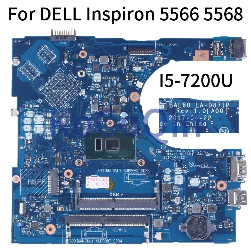 Imagem -02 - Placa-mãe La-d871p para Dell Inspiron 15 5566 Notebook Testado Bal60 02x9p 2p x 9p 0dmd9k Dmd9k i3 i5 I77th Gen