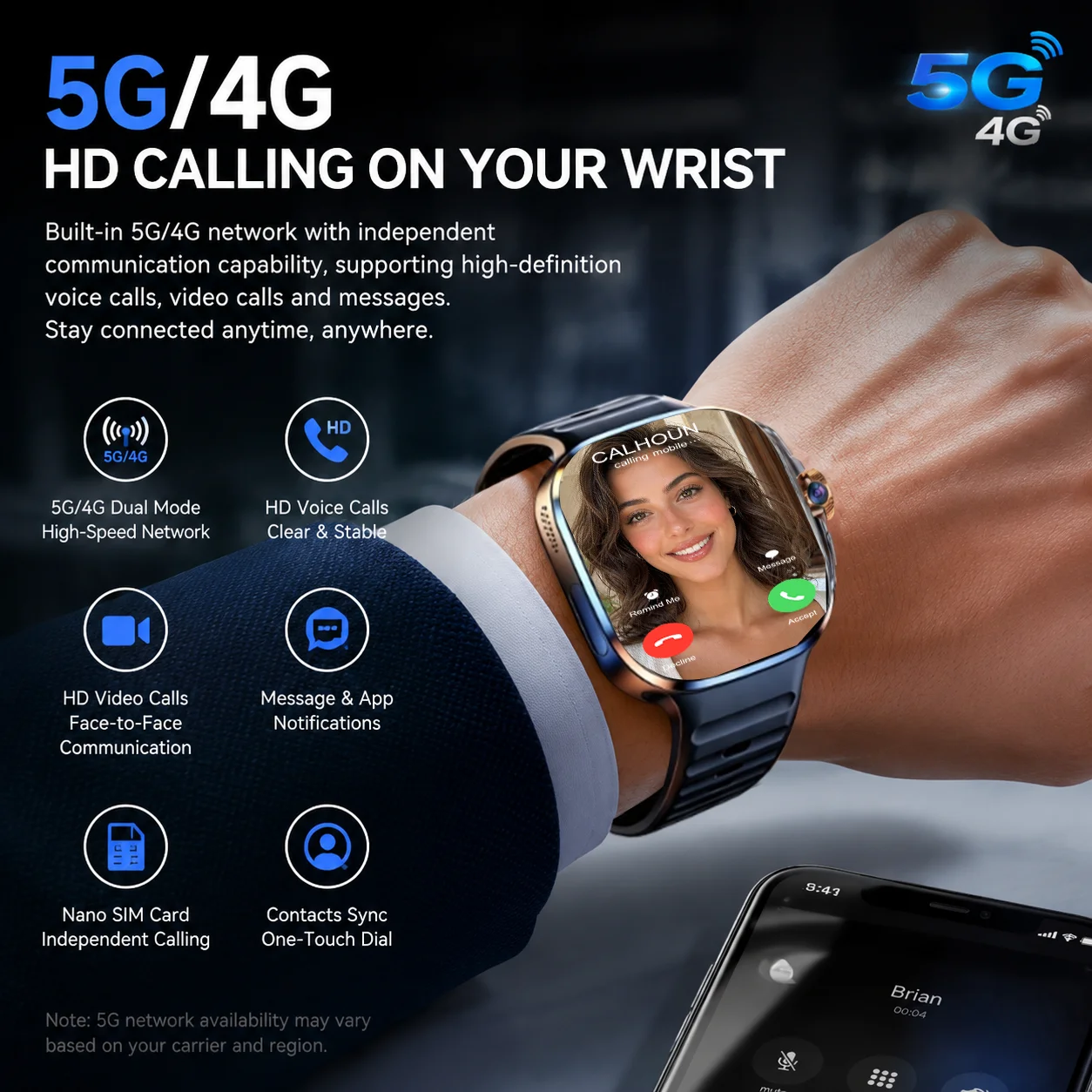 2026 New 4G 5G SIM Card Smart Watch Men 8GB+128GB 2.4" AMOLED Screen GPS WiFi Video Call Social App Download Android Smartwatch view 5