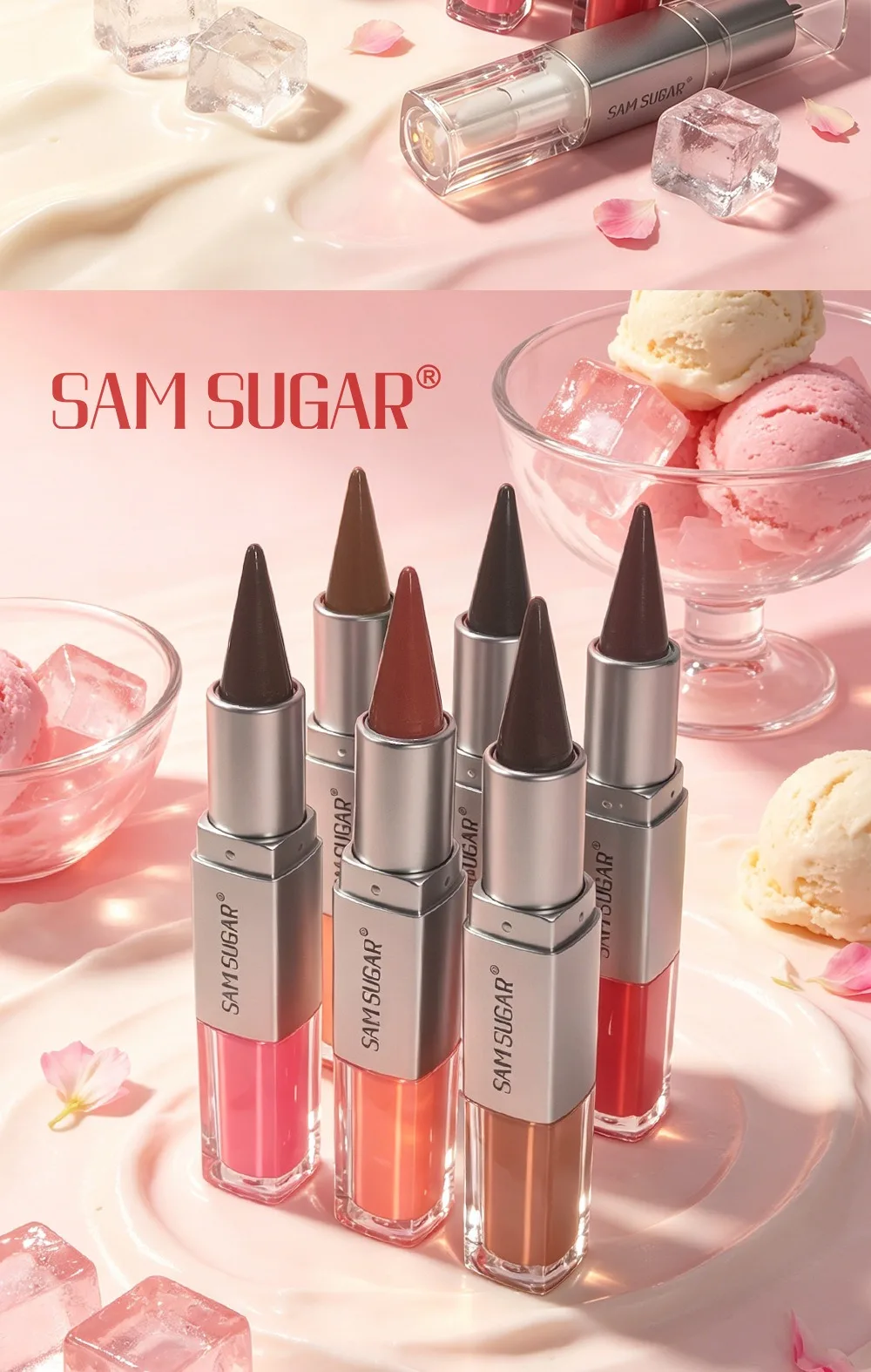 2-in-1 Lipliner & Lipgloss, Doppelseitiger Feuchtigkeitsspendender Nicht-Klebender Lippenstift, Matter Samt-Lipliner mit Glänzendem Aufpolsterndem Lipgloss – Detail 13