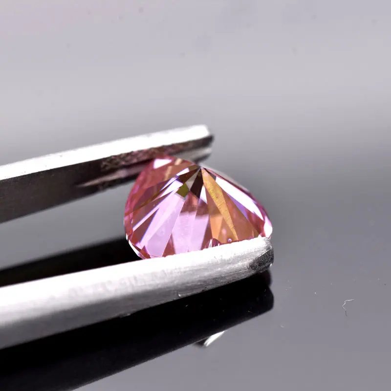 Moissanite VVS1 Artificial Stone Sakura Pink Color Heart Cut with Certificate Unnatural