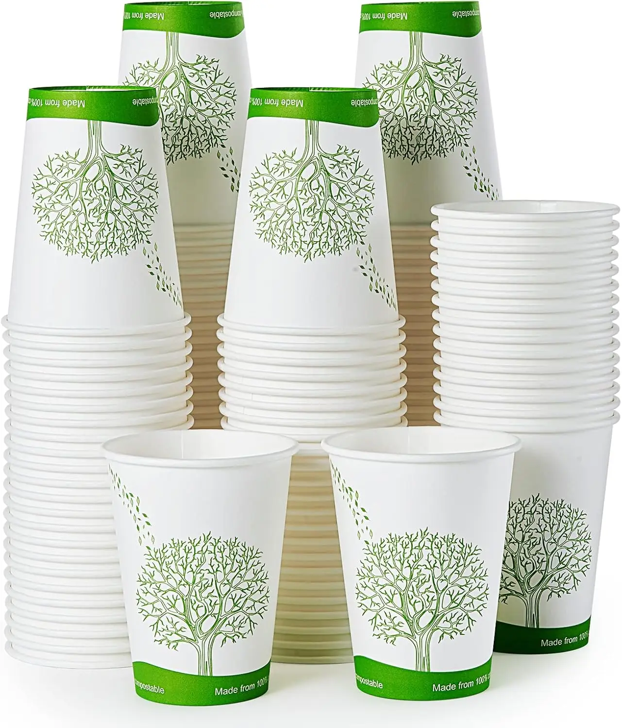 

240 Count 12 oz Compostable Paper Cups, Biodegradable Disposable Paper Coffee Cups with PLA Lined, Eco-friendly Hot Drin