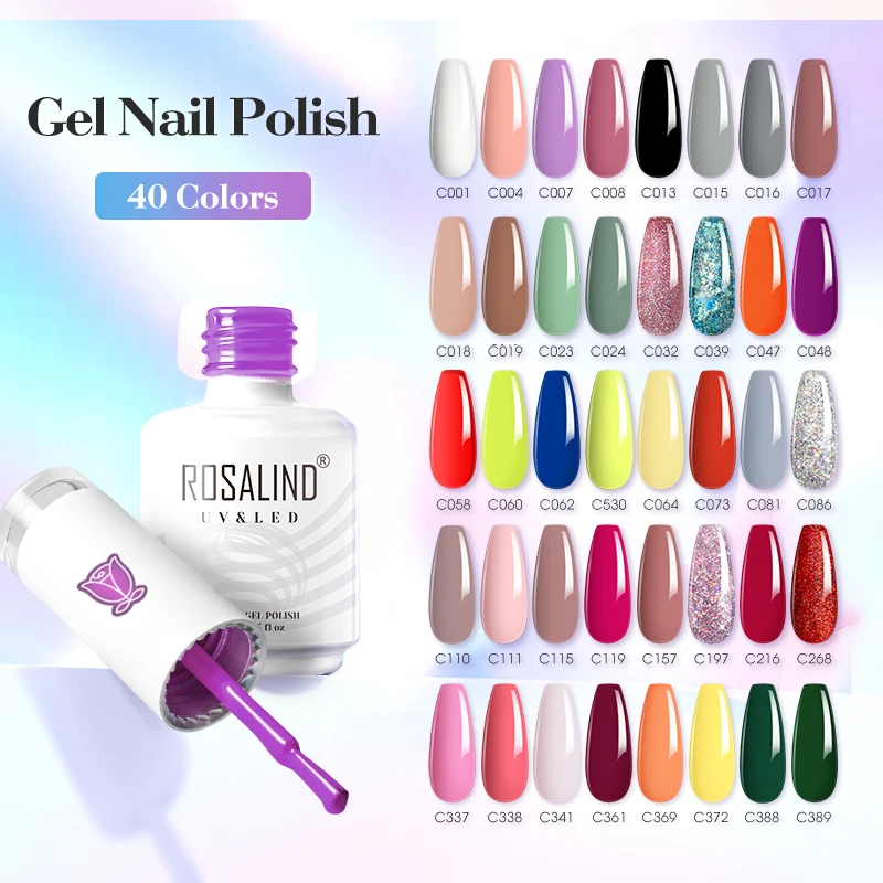 ROSALIND 15ml Latest Hot Colors Gel Nail Polish Semi-permanent UV Varnish Nail Glue Long Lasting Hybrid Top Base Coat Manicure