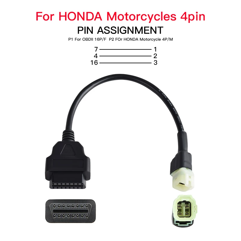 Car OBDII 16 Pin OBD2 Female K-wire Wire-free Jumper Tester Yamaha/Honda/Harley/Suzuki/Kawasaki/KTM Diagnostic Extension Cord