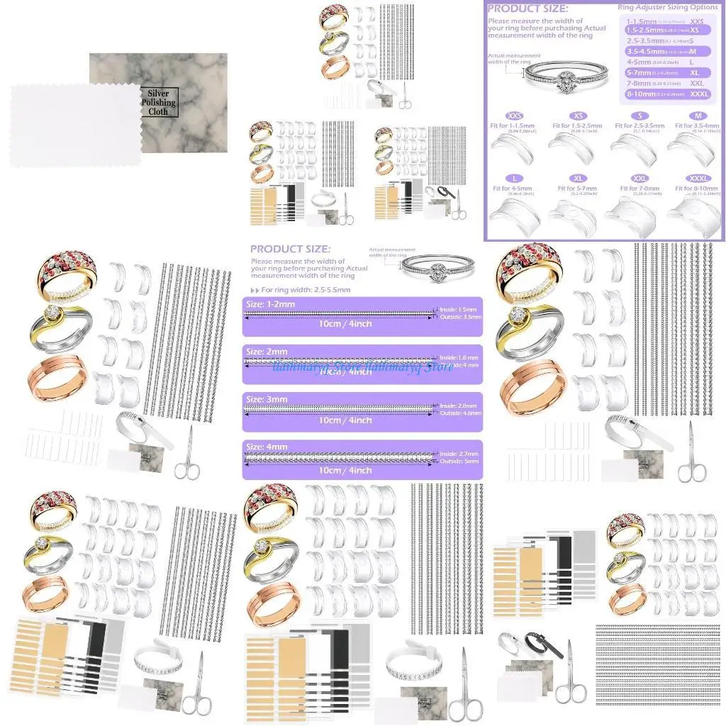 

573B Ring Sizer Adjuster Easy to Use Ring Reducer Sizing Strips for Loose Jewelry