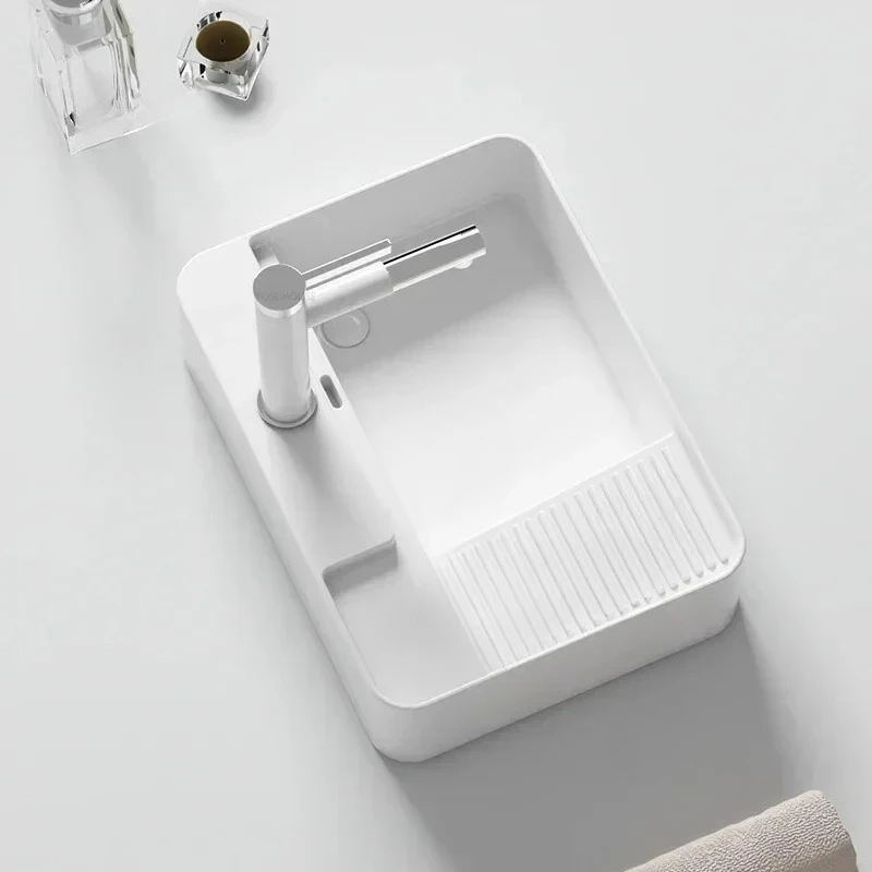 Size Bathroom Sinks Washing Machine Cabinet Side Drainage Washbasin with Washboard U Italian Above Counter Basin Balcony Small