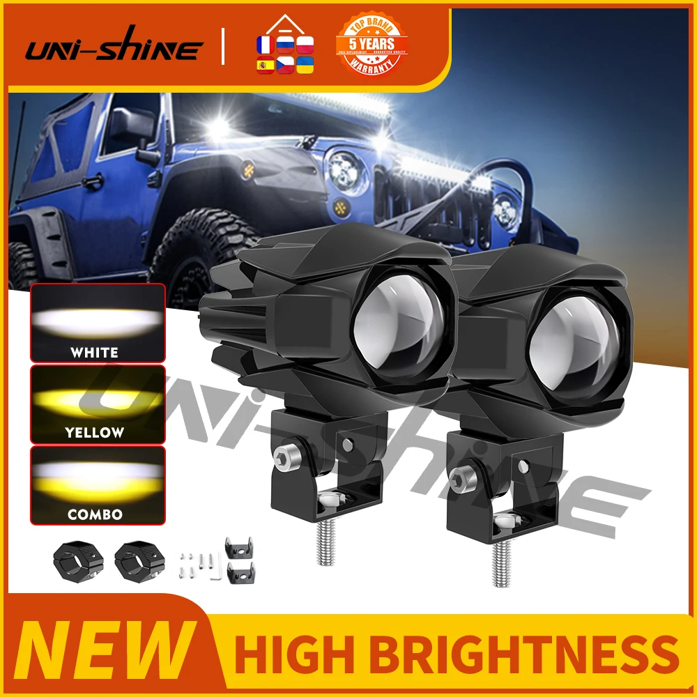 

UNISHINE LED Work Light 6500K 3500K Driving Lights 12V 24V 3" 50000LM External Spot Fog Lamps For Auto Motorcycle Boat 4WD Trail