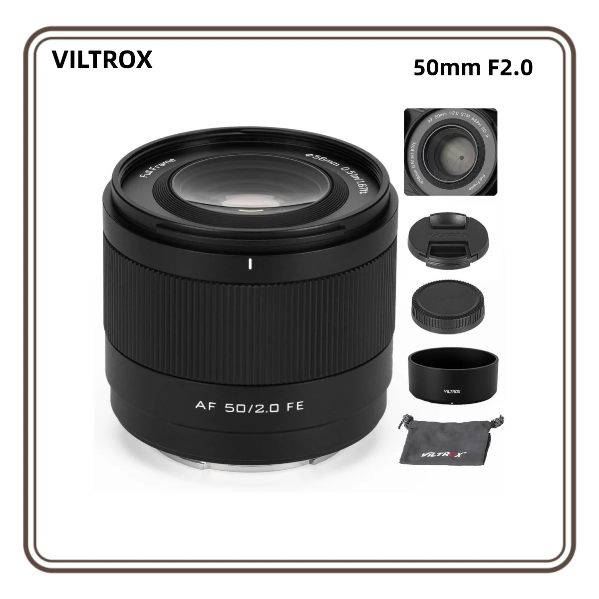 VILTROX 50mm F2.0 Full Frame STM Auto Focus Prime Lens for L Mount Cameras