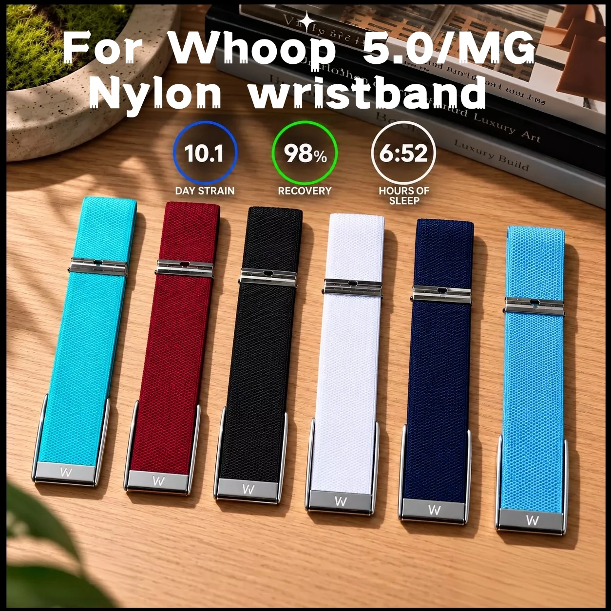 New Nylon Woven Elastic Strap With W Logo For Whoop 5.0 MG Breathable Sport Fitness Tracker Replacement Wristband