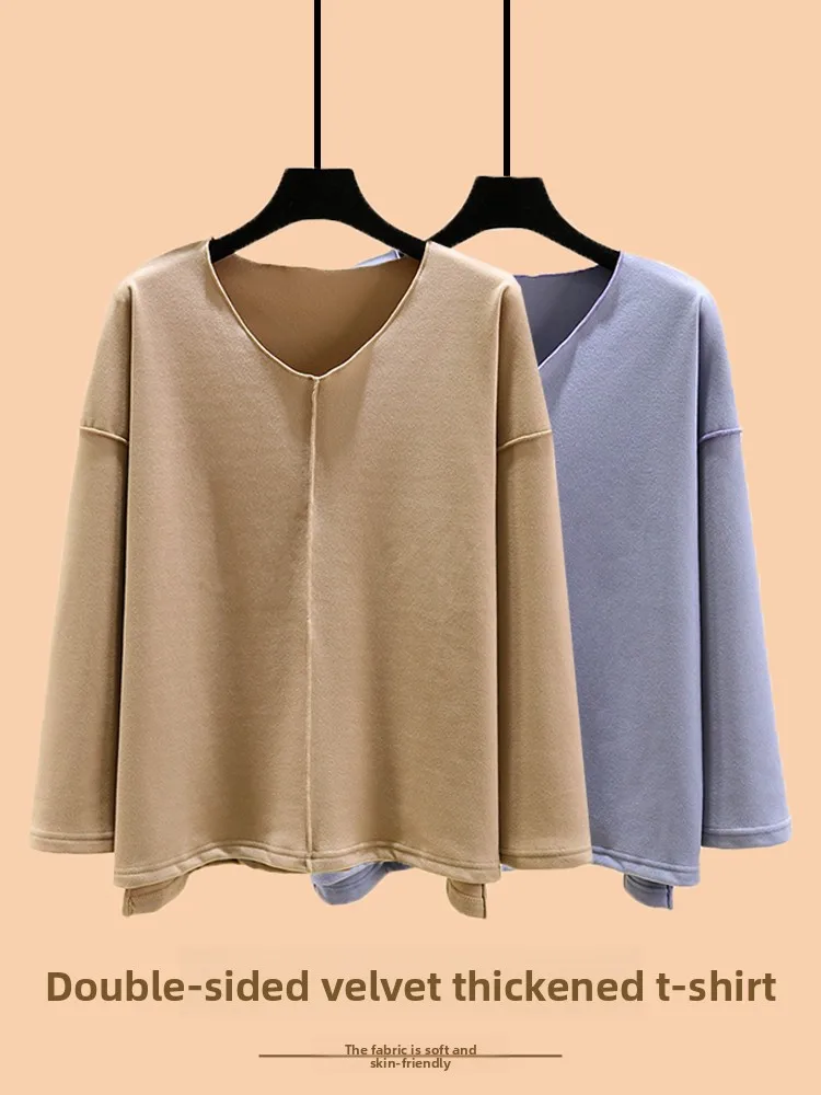 

Новая женская термотоп V-Ne Thiened Fce Lined Dervo, свободная повседневная длинная футболка Sve, внутренняя одежда для зимнего похудения