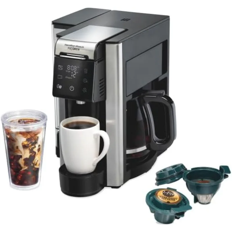 Hamilton Beach 5-in-1 Programmable 12 Cup Drip and Single Serve Hot & Iced Coffee Maker with Movable 60 oz. Water Reservoir