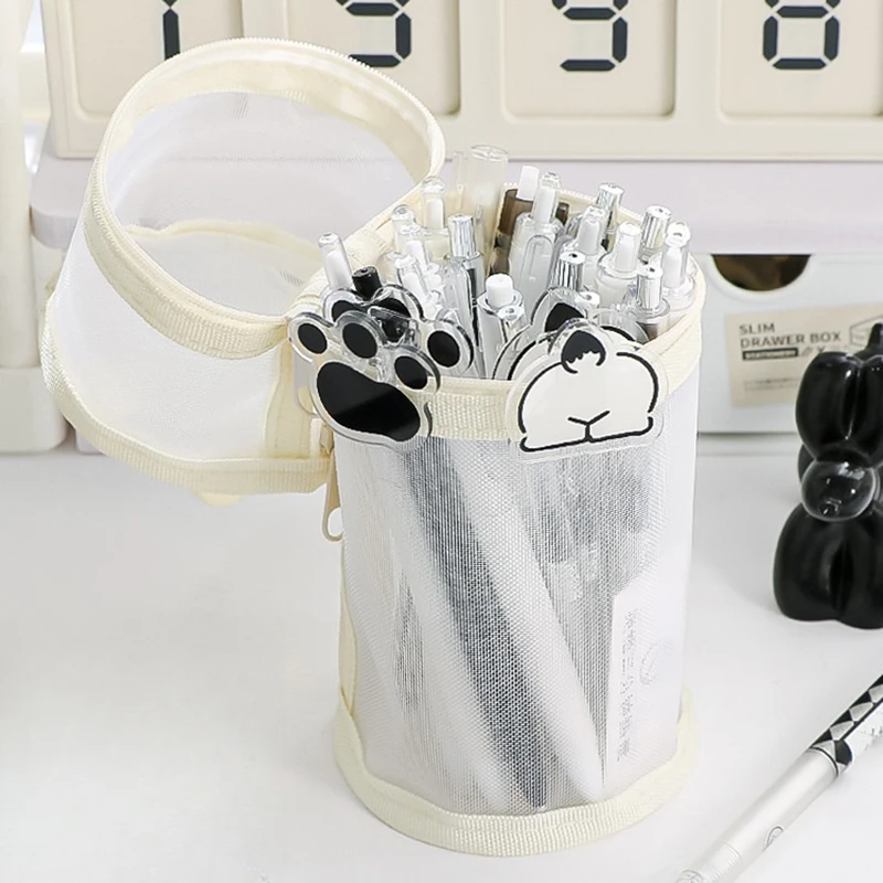 Simple Pen Container Student Pencil Case High-value Cylindrical Pencil Case Large-capacity Transparent Stationery Storage Box