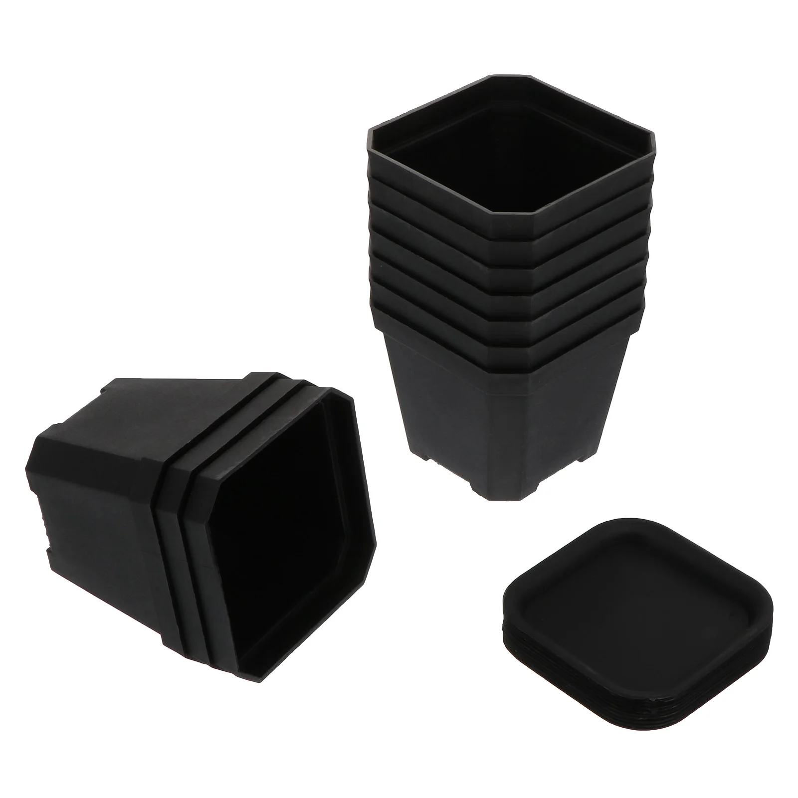 

10 Pcs Mini Plastic Flowerpot Simple Black Desktop Office Bonsai Succulent Breathable Planter Garden Room Decor