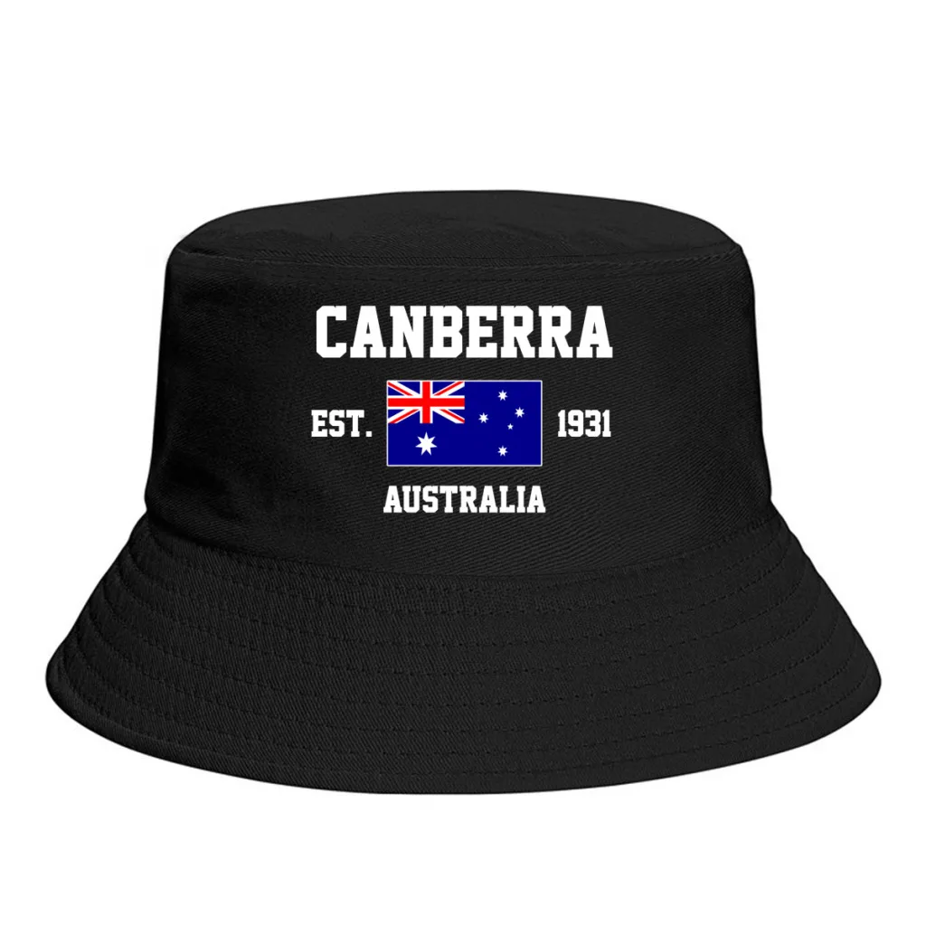 Bucket Hats  Australia EST.1931 Canberra Emblem Flag Sun Shade Cool Outdoor Summer Fisherman Caps Fishing Hat