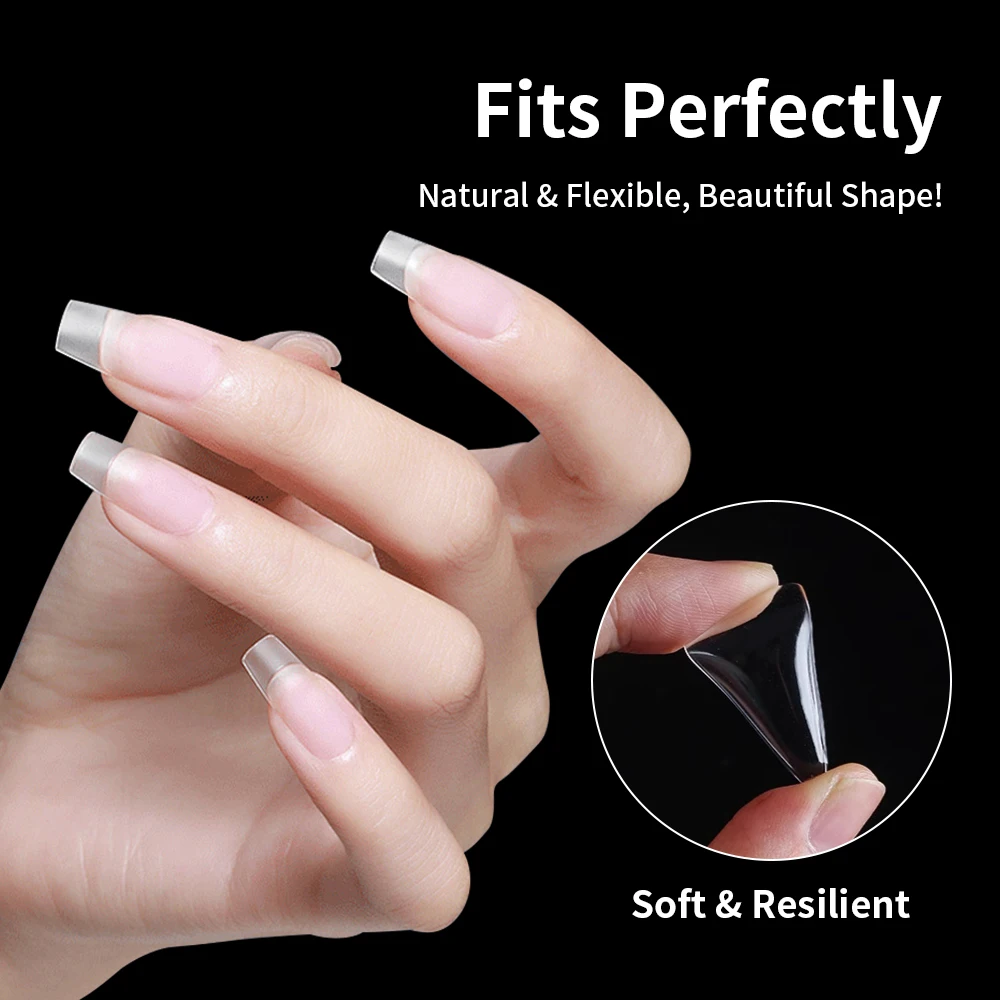 Extensions de faux ongles à pression courte, ensemble d'ongles en acrylique, accessoires adhésifs pour faux ongles, pointes françaises, Capsules pour ongles, couverture complète