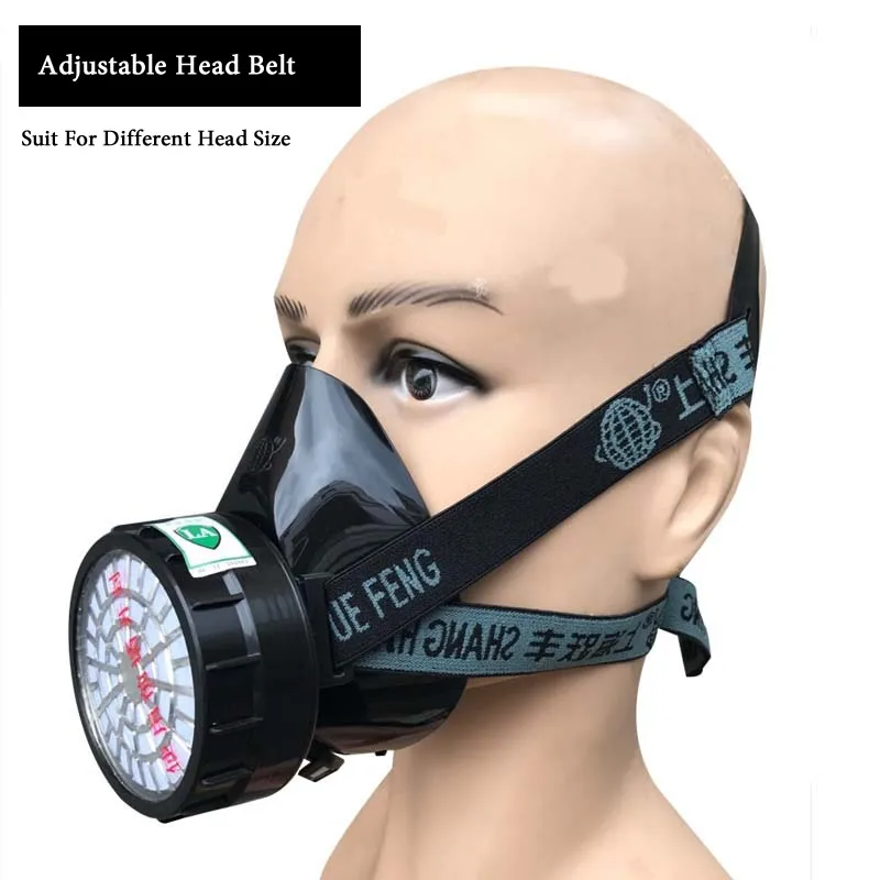 Black Half Face Chemical Respirator Dust Gas Mask Work Protective Mask For Industrial Polishing Spraying Painting Organic Vapor