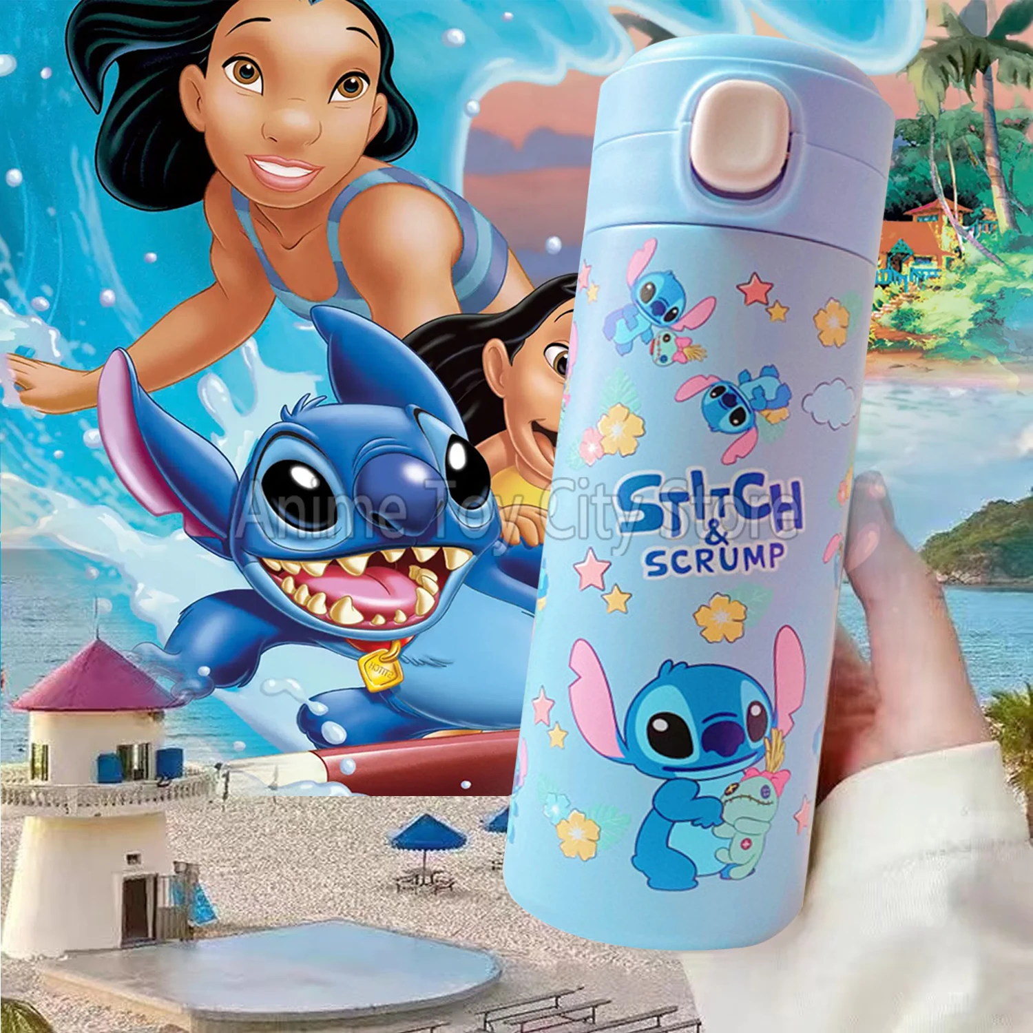 

420ML Disney Stitch Thermos Cup Portable Water Bottle Stainless Steel Vacuum Flasks Thermoses Mug Travel Water Cup Tumbler