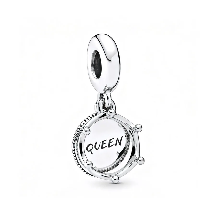 جديد DIY صنع مكعب الحب المتلألئ 、 ملك المجد الوردي مروحة وتاج ملكي استرخى خرز تميمة صالح الأصلي الفضة سوار مجوهرات