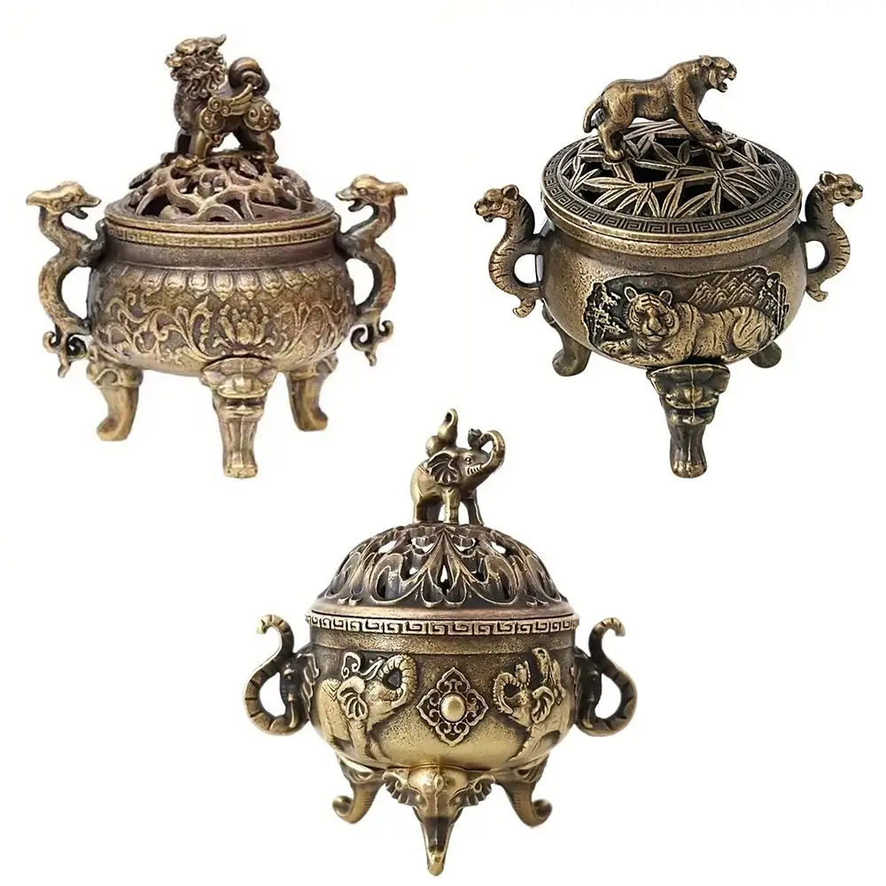Alloy Incense Burner Animal Foot Plate Mini Sandalwood Incense Burner Hollow Out Three Legged Stove Tea Ceremony Home Decoration