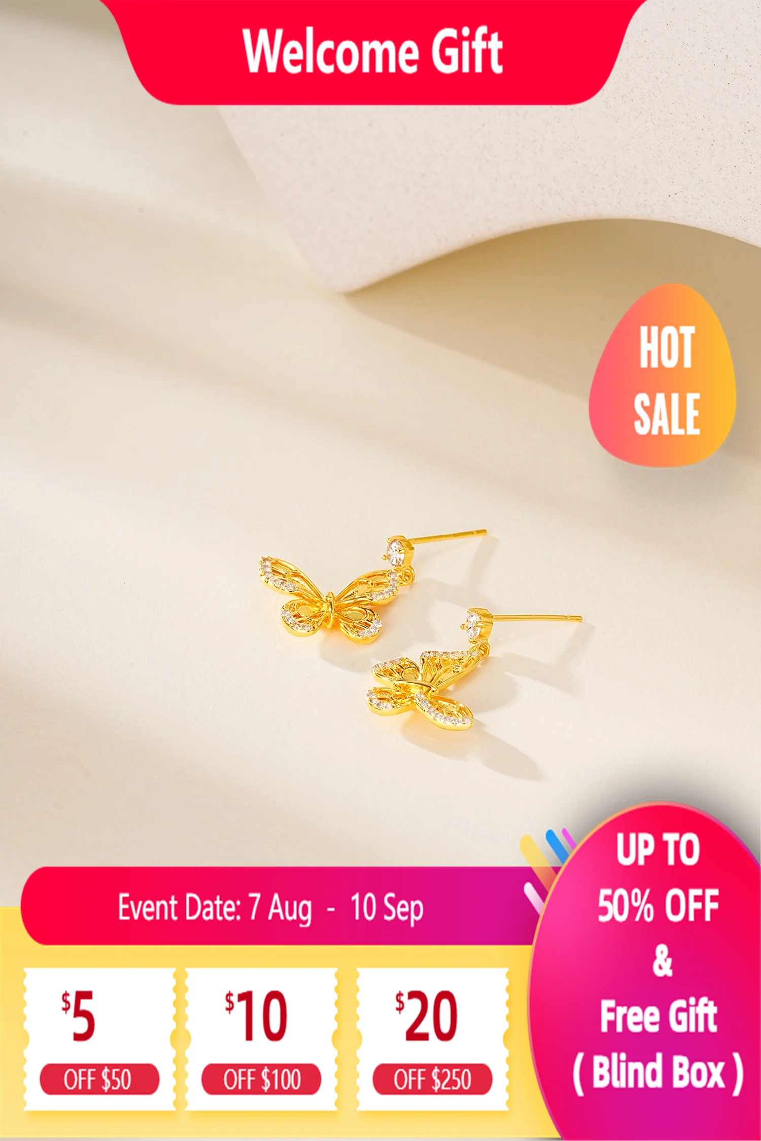 

Lium Gems 925 Sterling Silver Stud Earrings, Dainty Simple Butterfly Earrings for Women Gift Anniversary