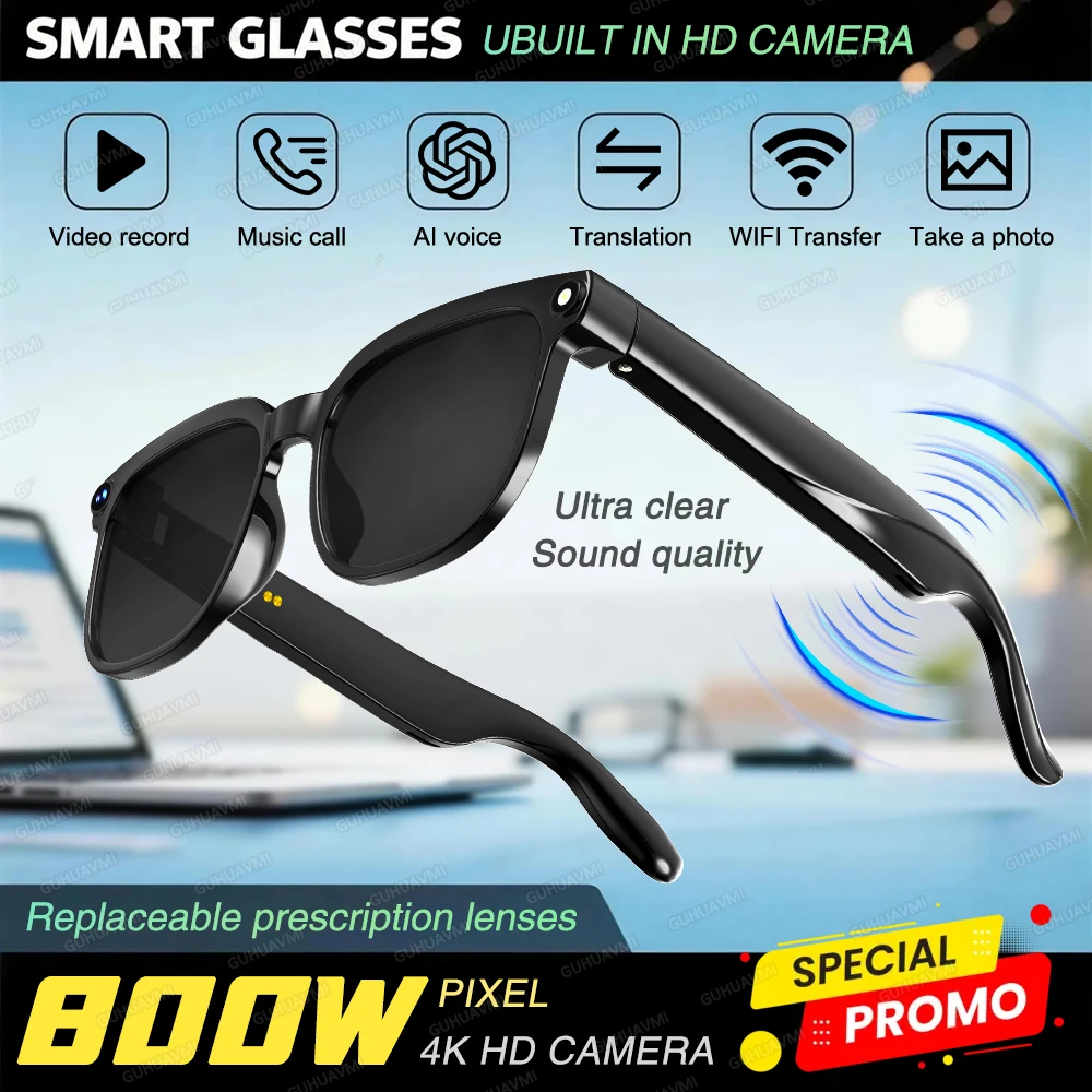 2026 Nieuwe Slimme AI Bril 1080P HD Video Opname Camera ChatGPT Bluetooth Oproep 32GB ROM Taalvertaling Muziek Zonnebril Heren - afbeelding 1