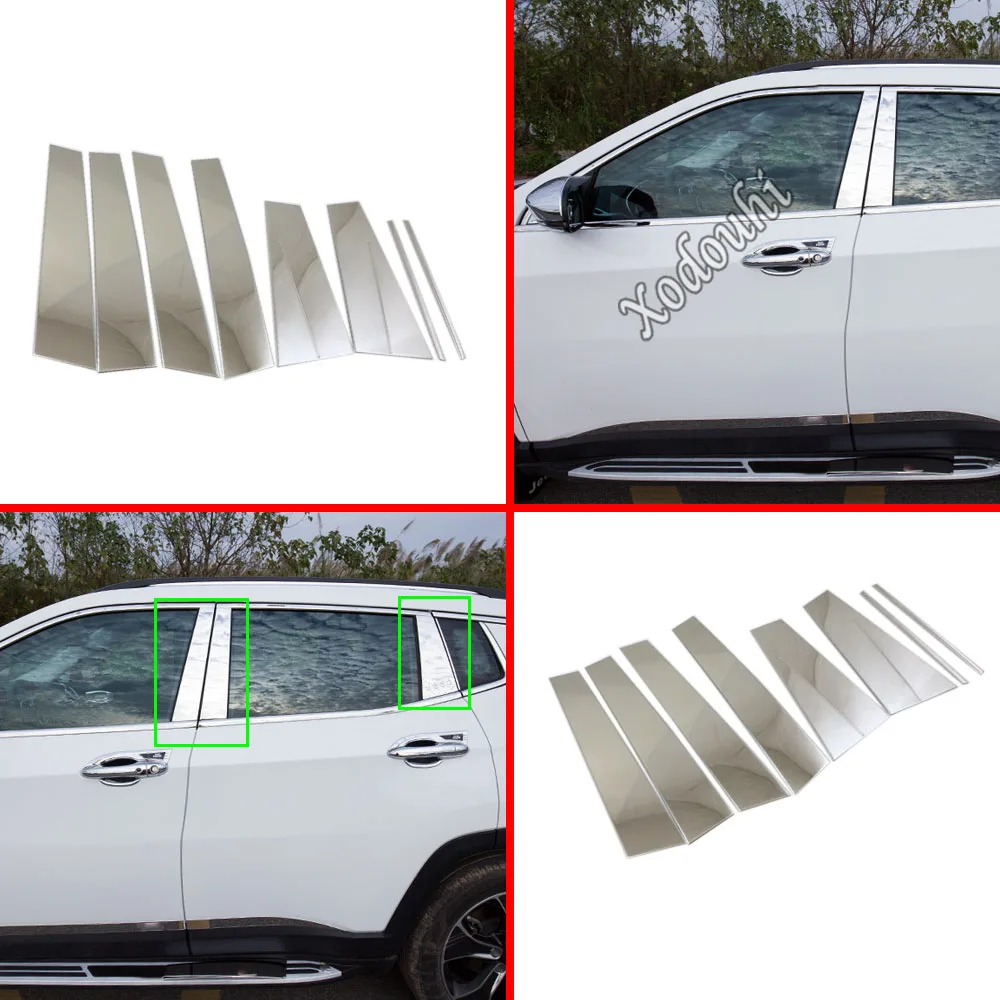

For Jeep Compass 2017 2018 2019 2020 2021 Car Styling Stick Stainless Steel Glass Window Garnish Pillar Middle Column Trim Hood