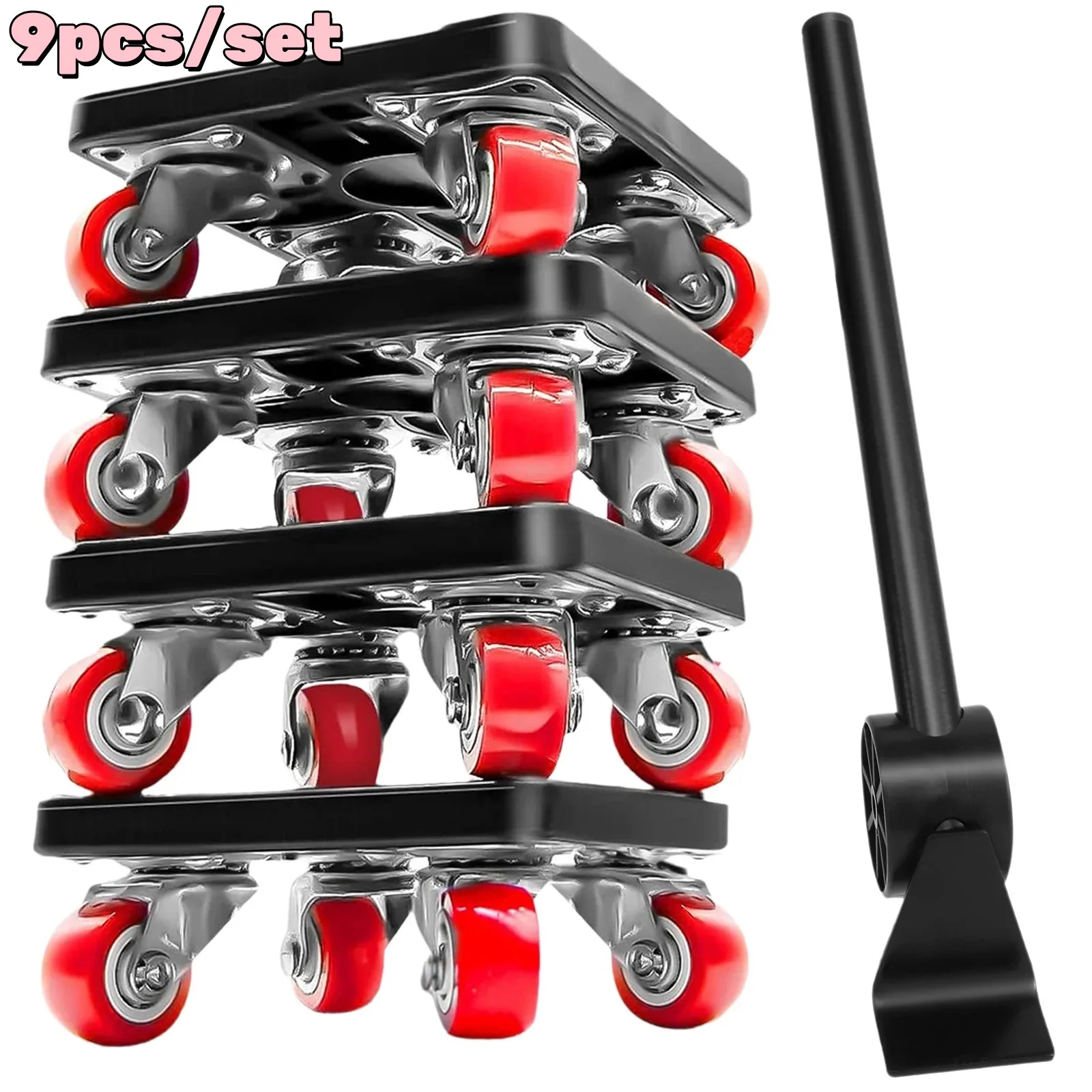 9Pcs/set  Professional Furniture Lift Mover Tool  880LBS 360° Rotatable Heavy Stuffs Transport Lifter Wheeled Mover Roller