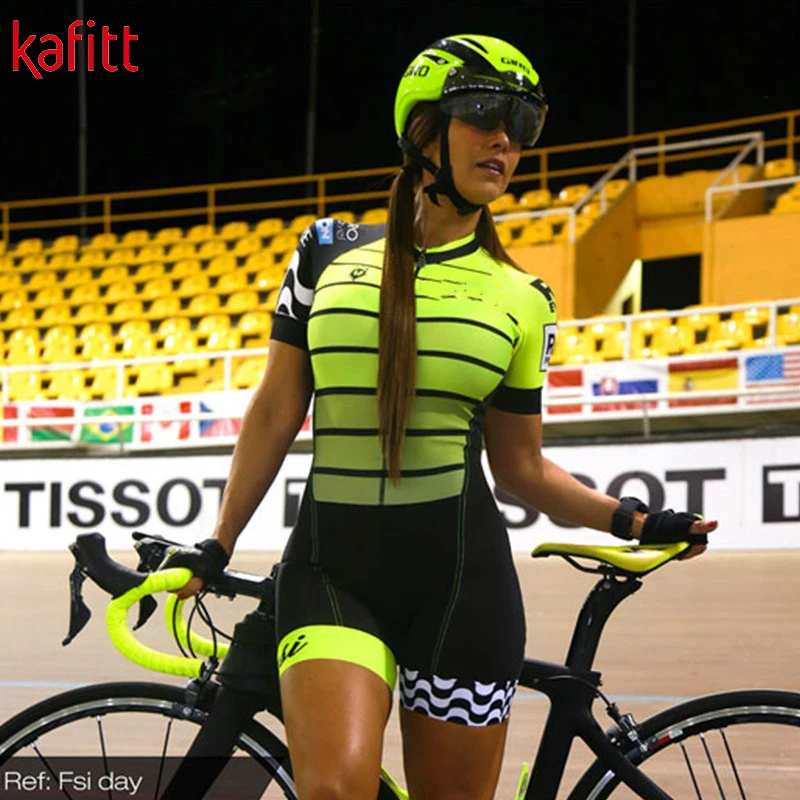 Kafitt Women Cycling Jersey Suit Short Sleeve Breathable Elastic Fabric For Mountain MTB Road Cycling Racing Sportswear Jumpsuit